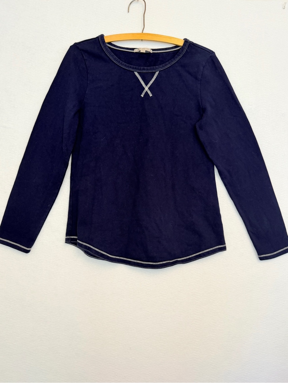 Gap Navy Heavyweight Cotton Long Sleeve Tee Elbow Patch Top M